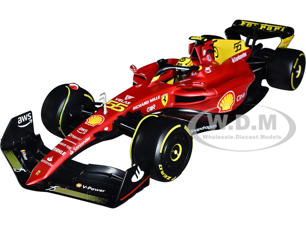 Ferrari F1-75 #55 Carlos Sainz "Giallo Modena" Formula One F1 Italian GP (2022) "Formula Racing" Series 1/18 Diecast Model Car by Bburago