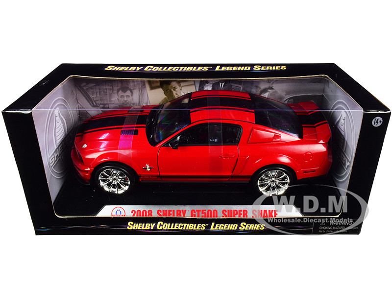 2008 Ford Shelby Mustang GT500 Super Snake Red with Black Stripes "Shelby Collectibles Legend" Series 1/18 Diecast Model Car by Shelby Collectibles