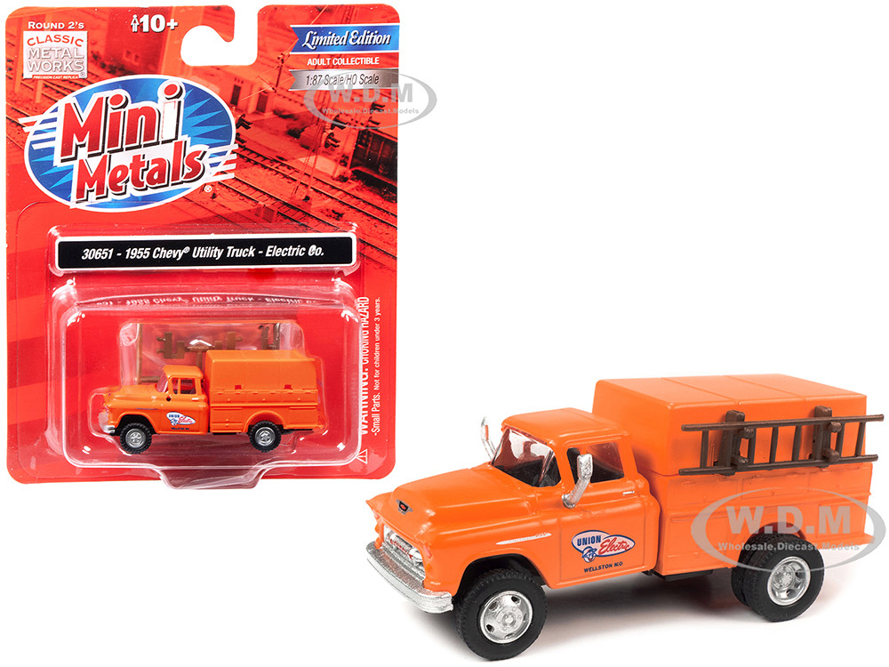 1955 Chevrolet Utility Truck "Union Electric" (HO) Orange 1:87 model Classic Metal Works