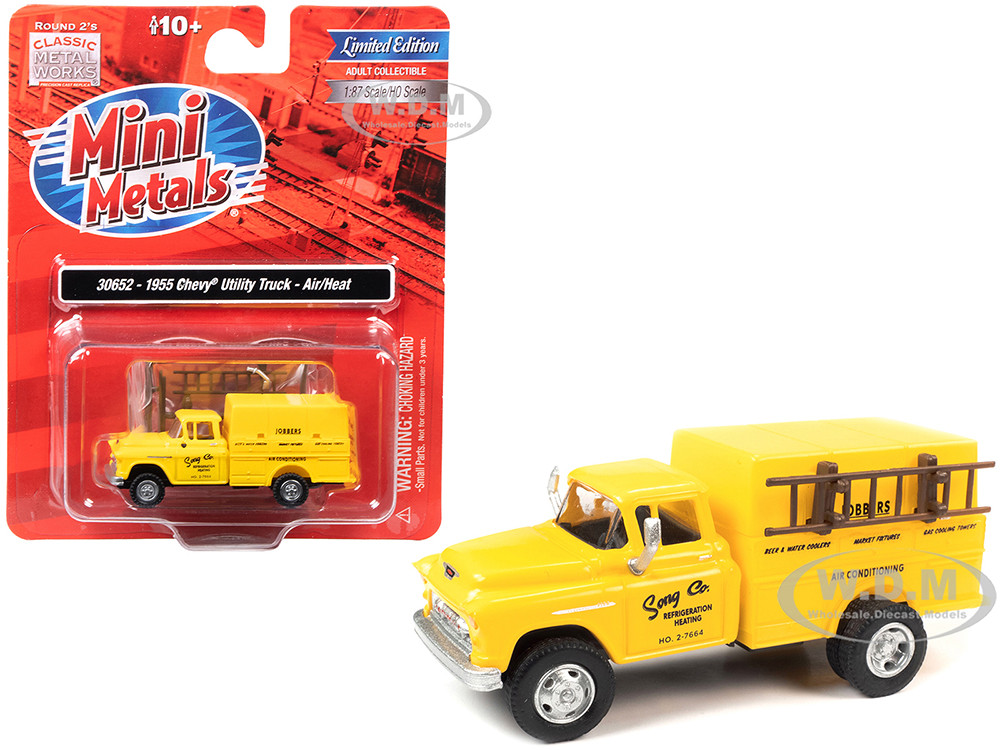 1955 Chevrolet Utility Truck "Song Co. Refrigeration and Heating" (HO) Yellow 1:87 diecast model Classic Metal Works