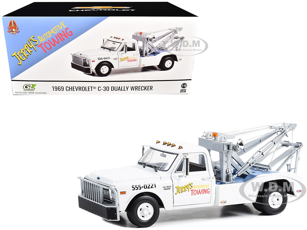 1969 Chevrolet C-30 Dually Wrecker Jerrys Towing "Fall Guy Stuntman Association" "The Fall Guy" (1981-1986) TV Series 1/18 Diecast Model Car by Greenl
