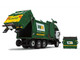 Mack TerraPro Waste Management Refuse Garbage Truck with Heil Half Pack Freedom Front End Loader and CNG Tailgate White and Green with Garbage Bin 1/34 Diecast Model First Gear 10-4006D