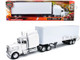 Peterbilt 379 Truck with Dry Goods Trailer White Long Haul Trucker Series 1/32 Diecast Model New Ray 14363