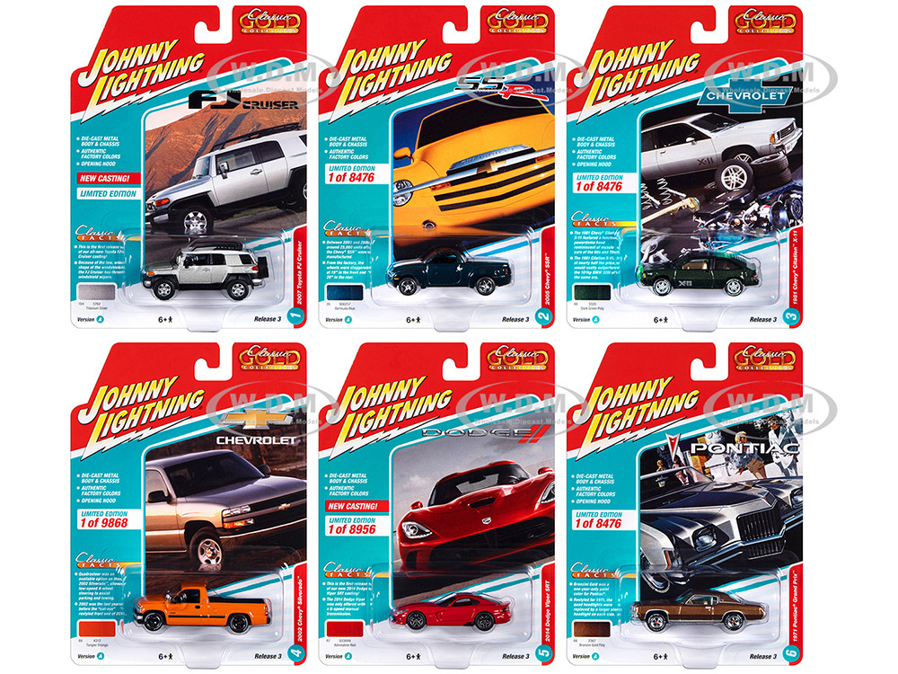 Johnny Lightning 1:64 "Classic Gold Collection" 2022 Set A of 6 Cars Release 3 1/64 Diecast Model Cars by Johnny Lightning