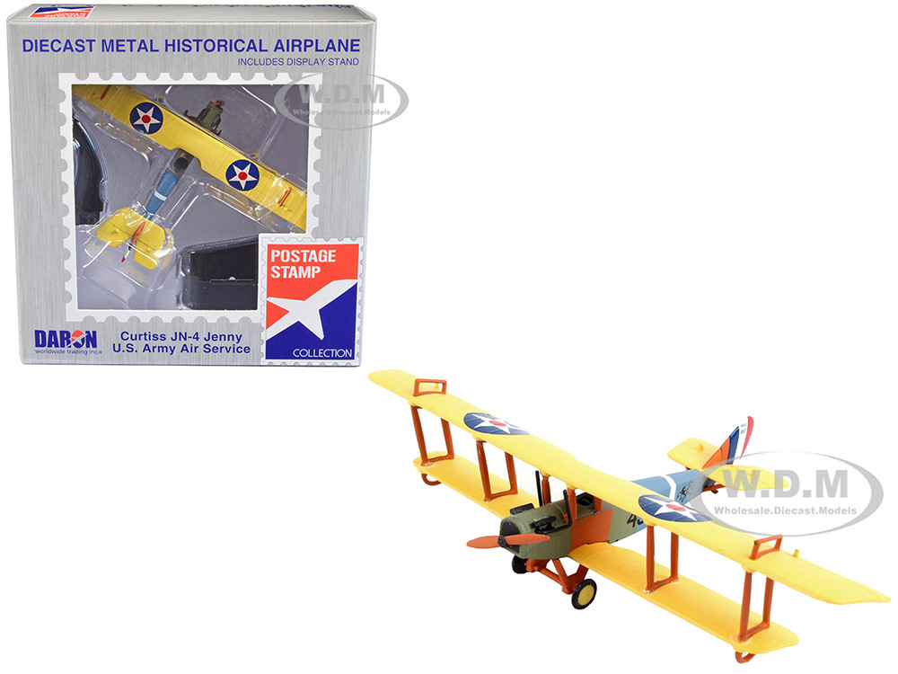 Postage Stamp 1:100 Curtiss JN4 "Jenny" Biplane Aircraft "United States Army Air Service" 1/100 Diecast Model Airplane by Postage Stamp
