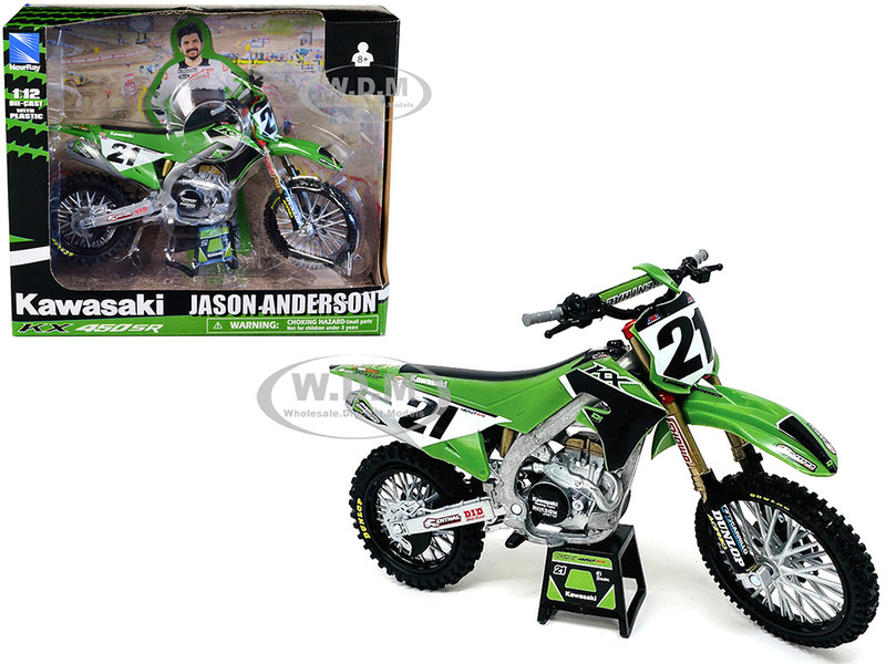 Kawasaki KX450SR Dirt Bike Motorcycle #21 Jason Anderson Green and