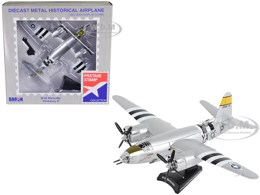 Postage Stamp Martin B-26 Marauder Bomber Aircraft "Perkatory II, 386th Bomb Group, 555th Bomb Squadron" United States Army Air Forces 1/107 Diecast Model Airplane