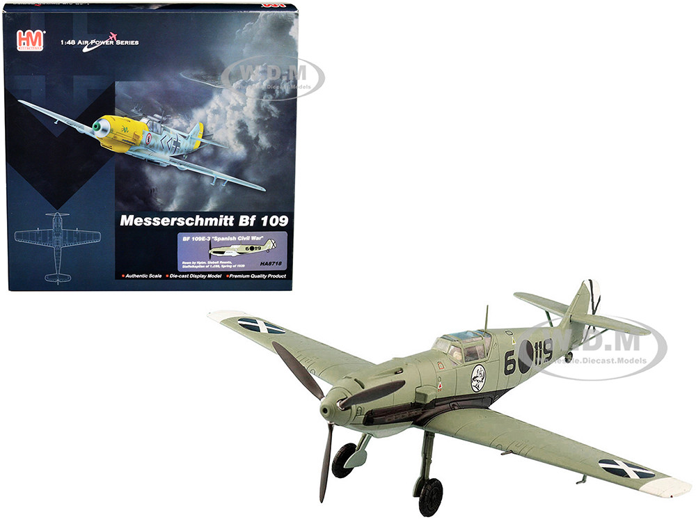 Messerschmitt BF 109E-3 Fighter Aircraft "Hauptmann Siebelt Reents, Spanish Civil War" (1939) "Air Power Series" 1/48 Diecast Model by Hobby Master
