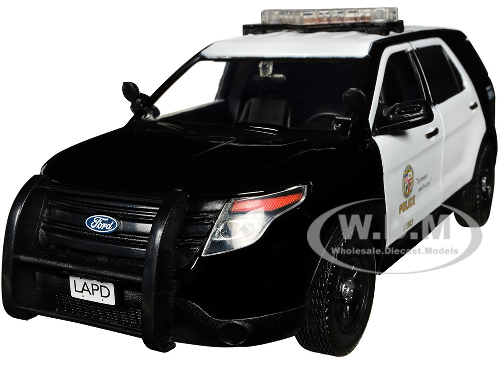 2015 Ford Police Interceptor Utility Black and White "Los Angeles Police Department (LAPD)" with Flashing Light Bar and Front and Rear Lights and Soun