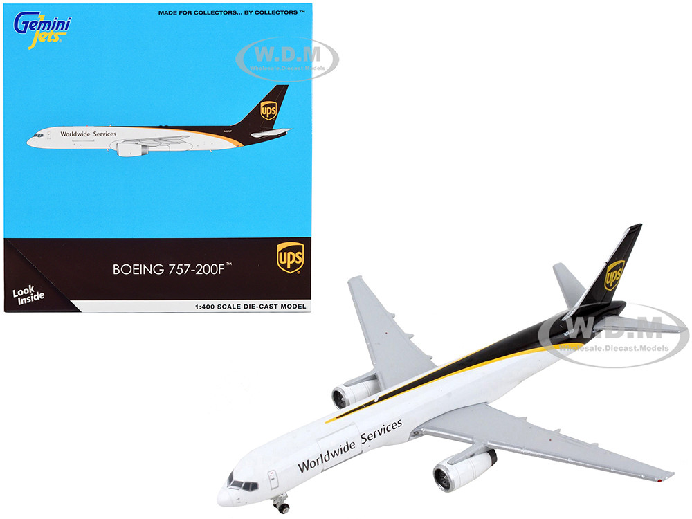 Boeing 757-200F Commercial Aircraft "UPS (United Parcel Service) - Worldwide Services" White and Dark Brown 1/400 Diecast Model Airplane by GeminiJets