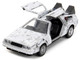 DMC DeLorean Time Machine Brushed Metal Frost Version Back to the Future 1985 Movie Hollywood Rides Series 1/32 Diecast Model Car Jada 34785