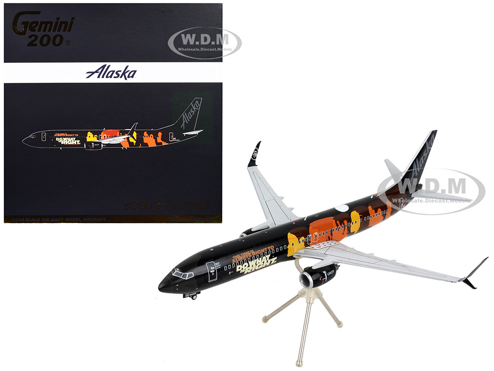 Boeing 737-900ER Commercial Aircraft "Alaska Airlines - Our Commitment" Black with Graphics "Gemini 200" Series 1/200 Diecast Model Airplane by Gemini