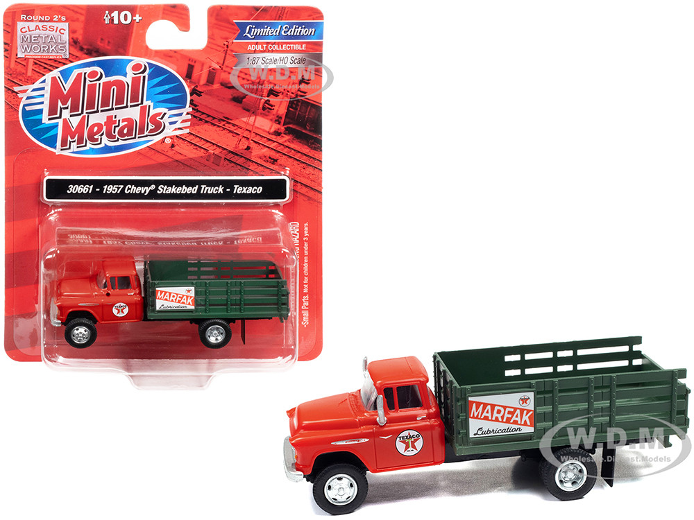 1957 Chevrolet Stakebed Truck "Texaco - Marfak Lubrication" (HO) Red 1:87 model Classic Metal Works