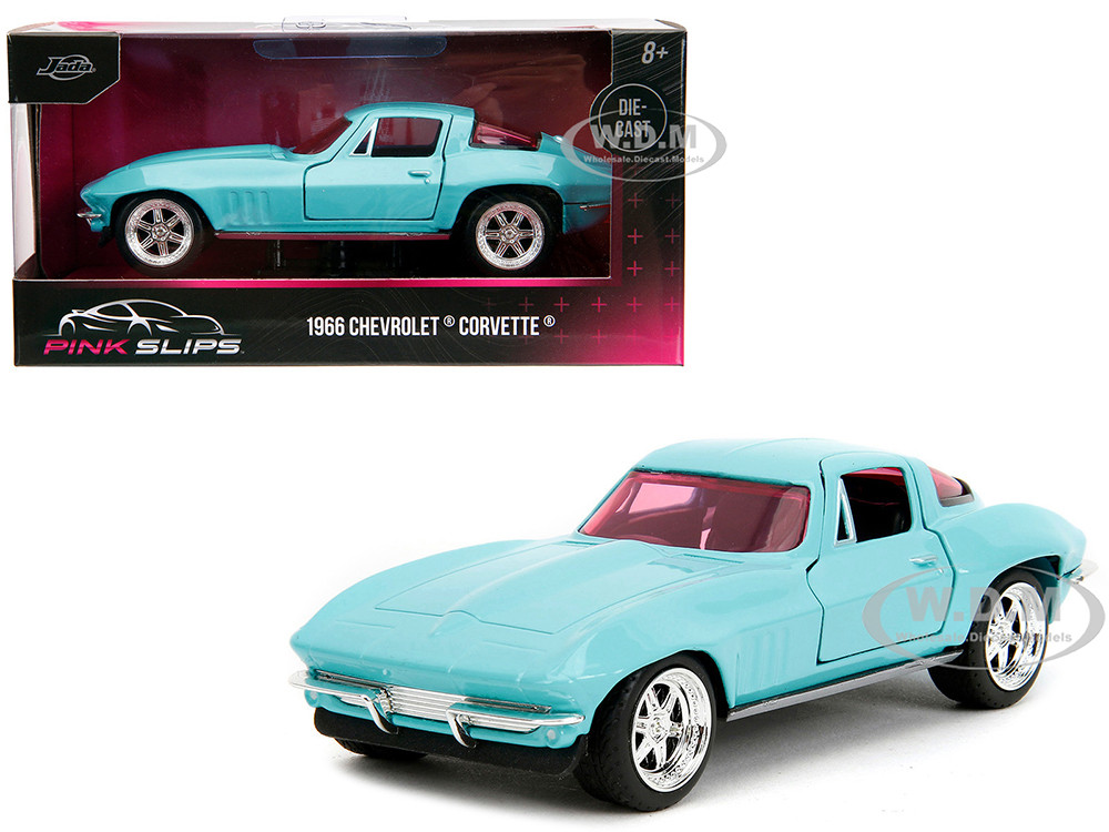 Jada 1:32 1966 Chevrolet Corvette Light Blue with Pink Tinted Windows "Pink Slips" Series 1/32 Diecast Model Car by Jada