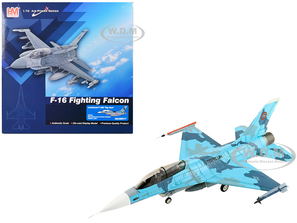 Lockheed F-16B Fighting Falcon Fighter Aircraft "Top Gun, 90th Anniversary of Naval Aviation, NSAWC" United States Navy "Air Power Series" 1/72 Diecas