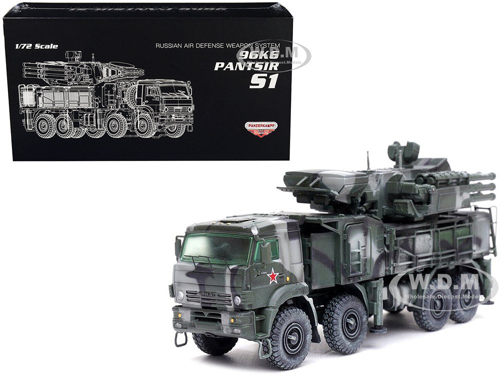 Pantsir S1 96K6 Self-Propelled Air Defense Weapon System Tri-Color Camouflage "Russia's Armed Forces" "Armor Premium" Series 1/72 Diecast Model by Pan