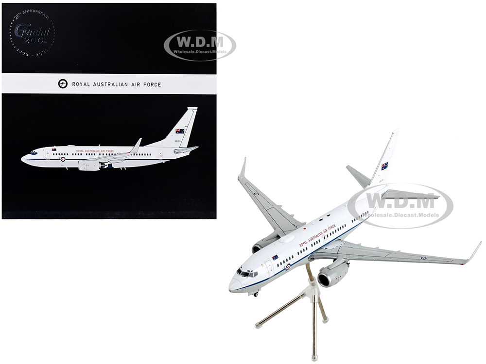 Boeing 737-700 Transport Aircraft "Royal Australian Air Force - A36-001" White and Gray "Gemini 200" Series 1/200 Diecast Model Airplane by GeminiJets