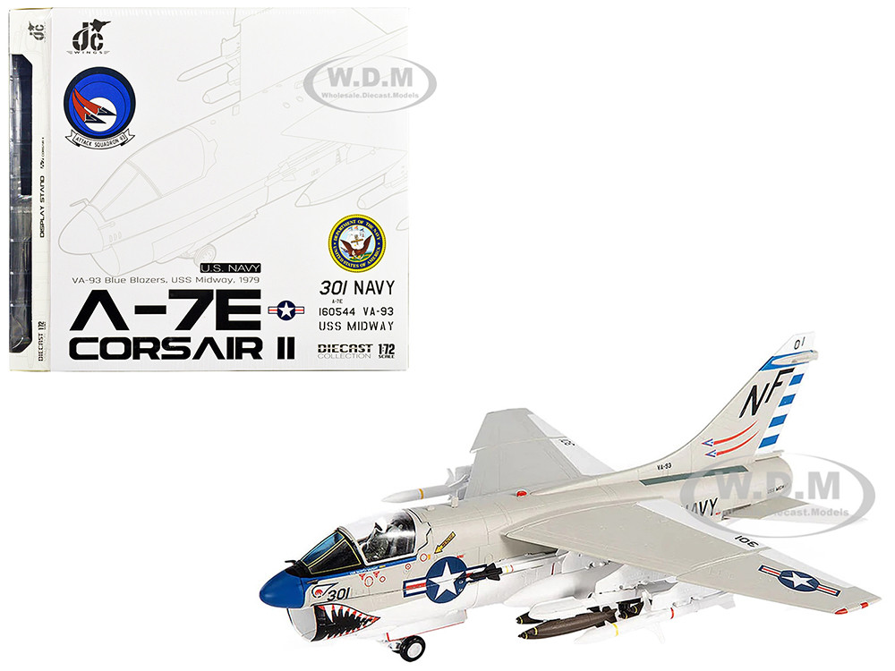 Vought A-7E Corsair II Attack Aircraft "VA-93 Blue Blazers, USS Midway" (1979) United States Navy 1/72 Diecast Model by JC Wings