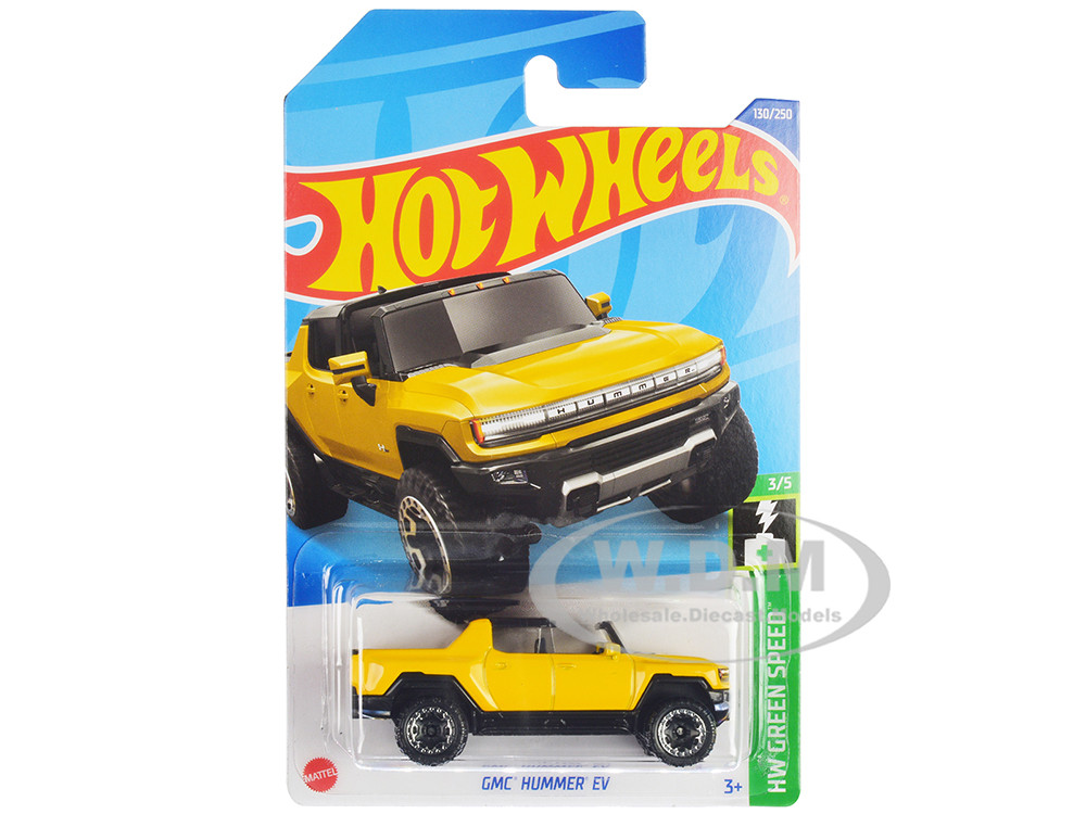 GMC Hummer EV Pickup Truck Yellow with Open Top HW Green Speed Series Diecast Model Car by Hot Wheels GMC Hummer EV Pickup Truck Yellow with Open Top HW Green Speed Series Diecast Model Car by Hot Wheels