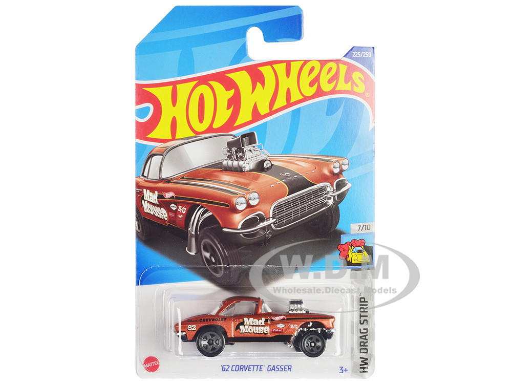 Hot Wheels 1962 Chevrolet Corvette Gasser "Mad Mouse" Copper Metallic with Black Stripes "HW Drag Strip" Series Diecast Model Car by Hot Wheels