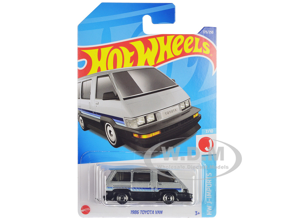 Hot Wheels 1986 Toyota Van Silver Metallic and Black with Stripes "HW J-Imports" Series Diecast Model Car by Hot Wheels