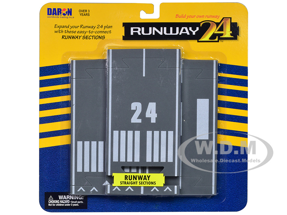 Runway Straight Sections 3 Piece Set For Diecast Models By Runway24