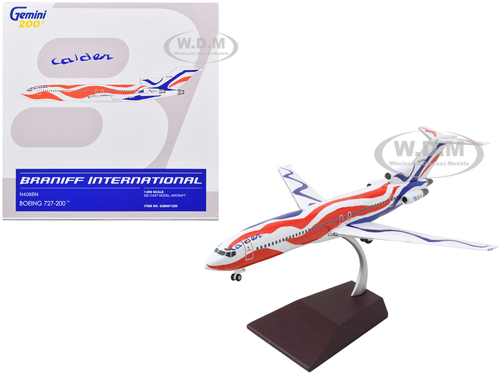 Boeing 727-200 Commercial Aircraft "Braniff International Airways - Calder Bicentennial Livery" White with Red and Blue Stripes "Gemini 200" Series 1/