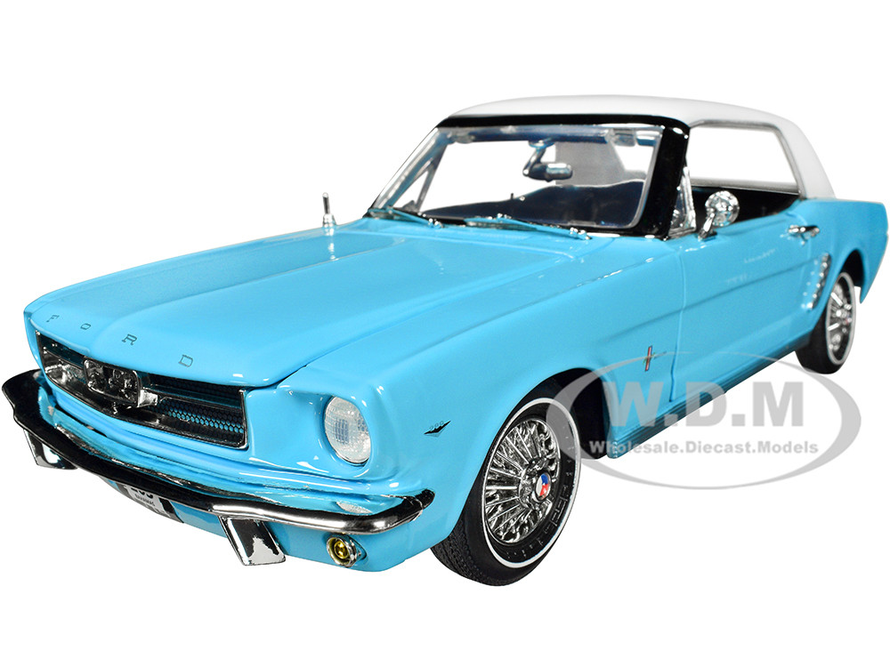 1964 1/2 Ford Mustang Light Blue with White Top James Bond 007 "Thunderball" (1965) Movie "James Bond Collection" Series 1/18 Diecast Model Car by Mot