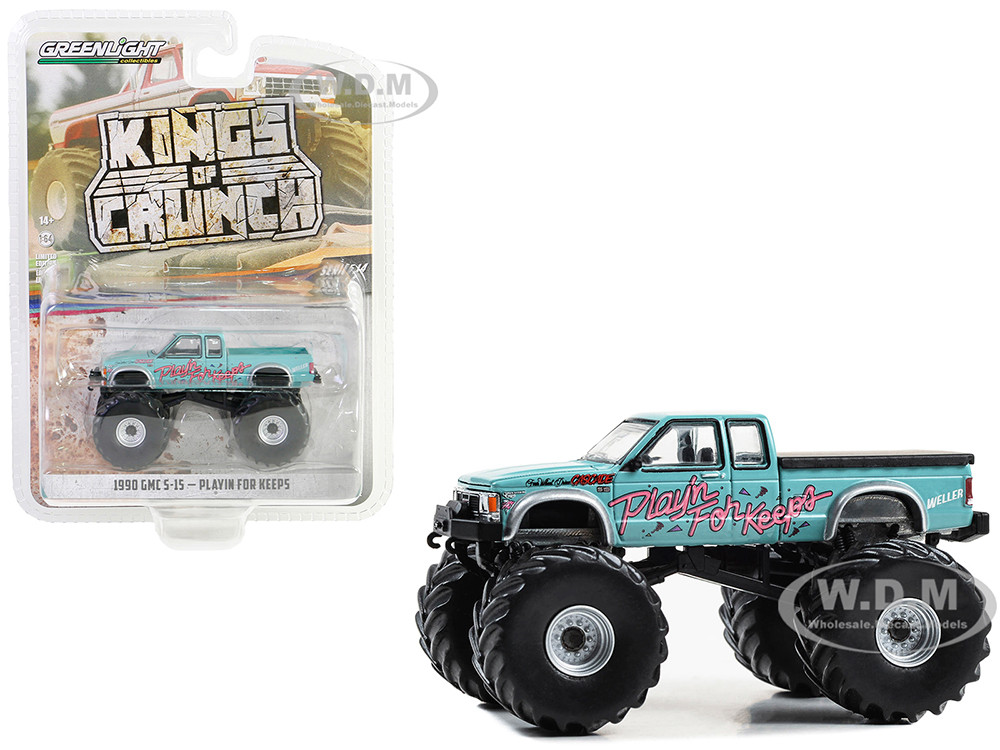 1990 GMC S-15 Monster Truck Light "Playin' for Keeps" "Kings of Crunch" Series 14 Blue 1:64 model Greenlight