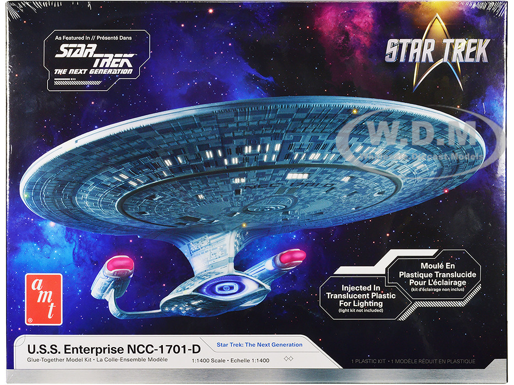 Skill 2 Model Kit U.S.S. Enterprise NCC-1701-D Space Ship "Star Trek: The Next Generation" (1987-1994) TV Series 1/1400 Scale Model by AMT