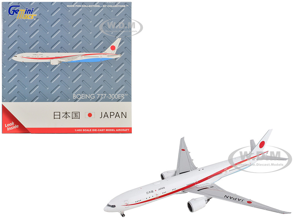 Boeing 777-300ER Commercial Aircraft "Japan Air Self-Defense Force" White with Red Stripes "Gemini Macs" Series 1/400 Diecast Model Airplane by Gemini