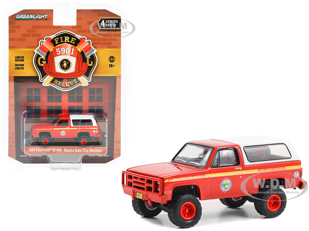 1984 Chevrolet M1009 Camper Shell "Alaska State Fire Marshal" "Fire & Rescue" Series 4 White 1:64 model Greenlight