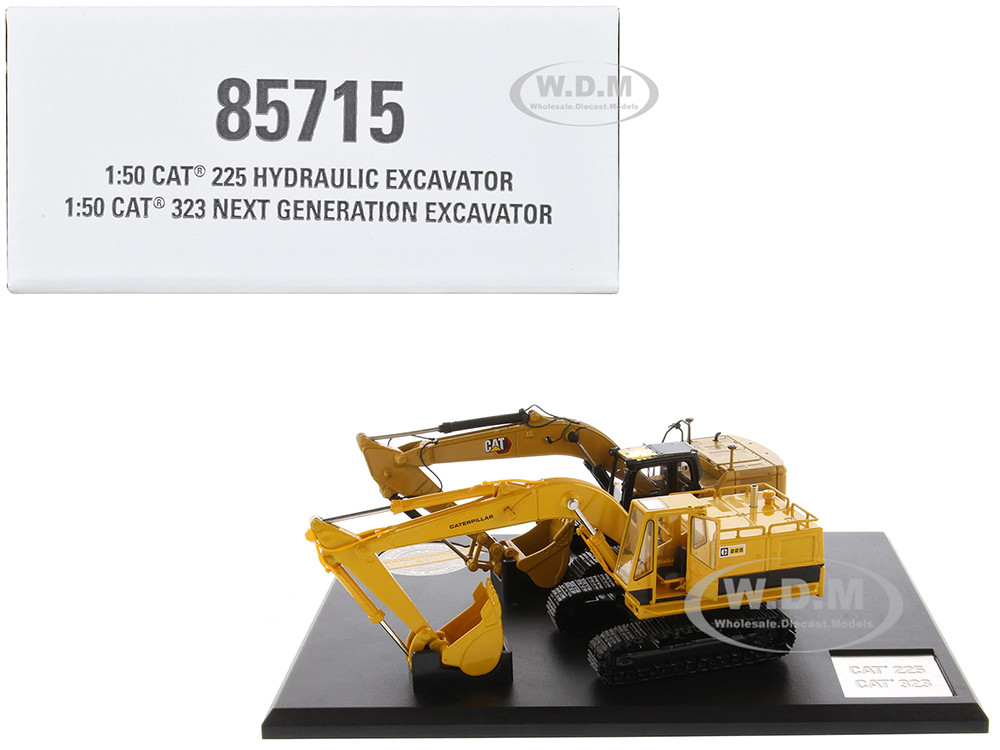CAT Caterpillar 225 Hydraulic Escavator and CAT Caterpillar 323 Next Generation Hydraulic Escavator Set of 2 pieces "Evolution Series" 1/50 Diecast Mo