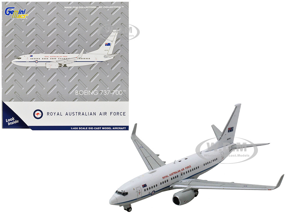 Boeing 737-700 Aircraft "Royal Australian Air Force" (A36-002) White with Blue Stripes "Gemini Macs" Series 1/400 Diecast Model Airplane by GeminiJets