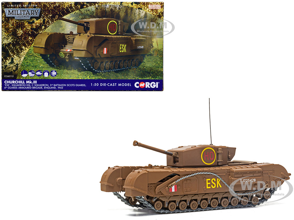 Churchill Mk.III Tank "ESK Squadron HQ, C Squadron, 3rd Battalion Scots Guards, 6th Guards Armoured Brigade" (1943) British Royal Army "Military Legen
