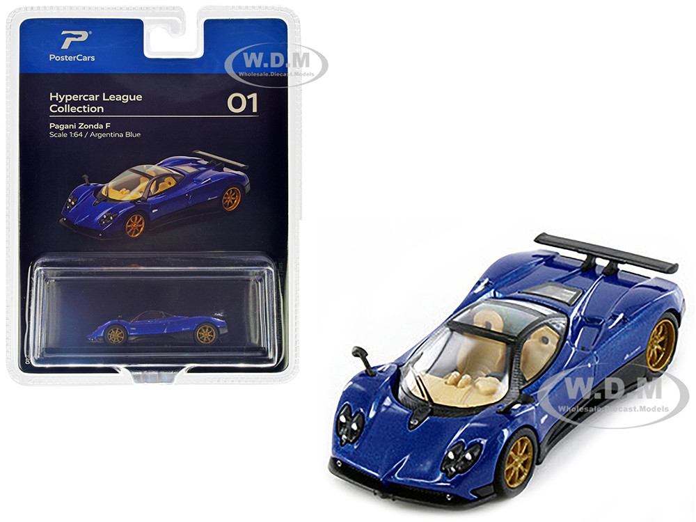 Postercars 1:64 Pagani Zonda F Argentina Blue Metallic "Hypercar League Collection" 1/64 Diecast Model Car by PosterCars