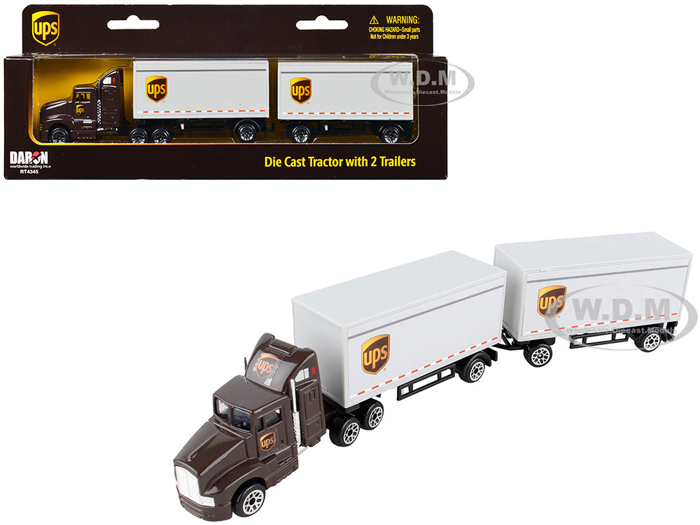 Daron UPS Truck with Double Pup Trailers Brown "United Parcel Service" Diecast Model by Daron