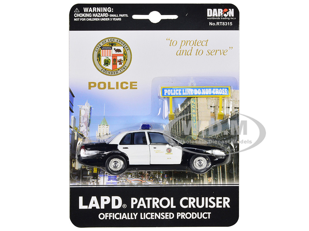 Ford Crown Victoria Police Cruiser Black and White Los Angeles Police Department with Police Sign Diecast Model by Daron Ford Crown Victoria Police Cruiser Black and White Los Angeles Police Department with Police Sign Diecast Model by Daron
