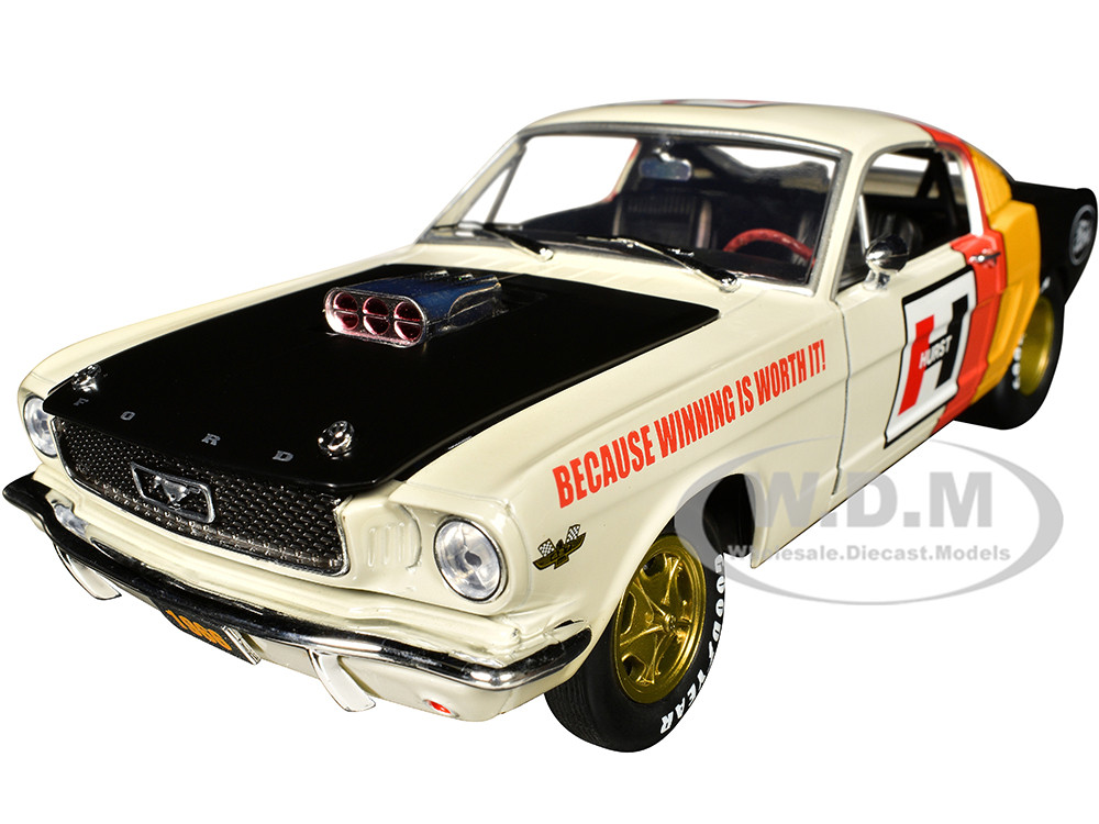 1966 Ford Mustang Fastback 2+2 Off and and Stripes "Hurst Shifters" Limited Edition to 6000 pieces Worldwide Black 1:24 model M2 Machines