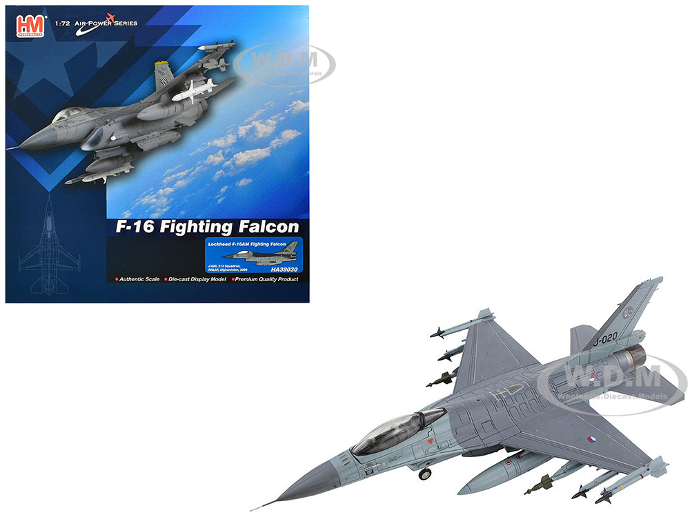Lockheed F-16AM Fighting Falcon Fighter Aircraft "313 Squadron, Afghanistan" (2008) Royal Netherlands Air Force (RNLAF) "Air Power Series" 1/72 Diecas