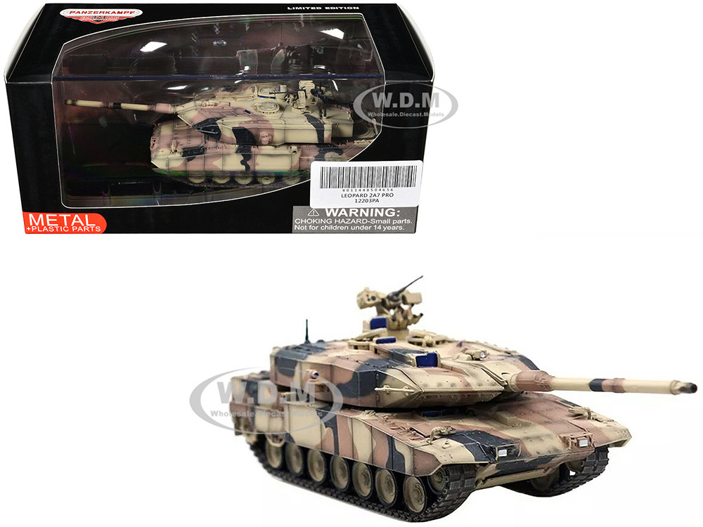 Leopard 2 A7+ Main Battle Tank "Desert Camouflage" German Army "Armor Premium" Series 1/72 Diecast Model by Panzerkampf