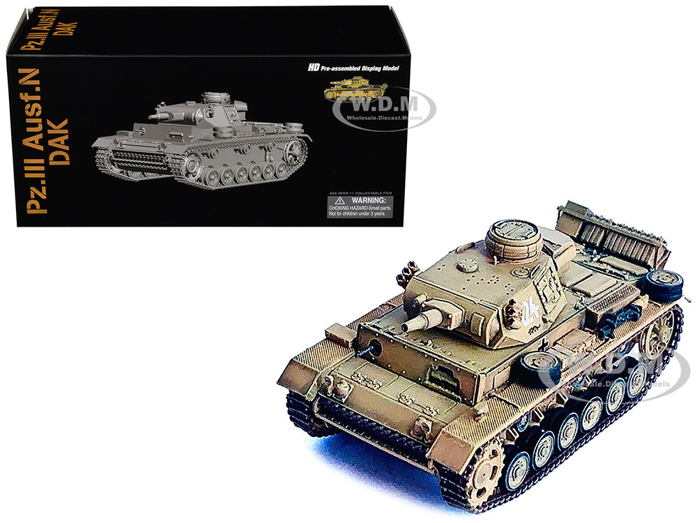 Germany Pz.Kpfw.III Ausf.N DAK Tank #124 "s.Pz.Abt.501, Tunisia, Tiger Insignia" (1942/43) "NEO Dragon Armor" Series 1/72 Plastic Model by Dragon Mode