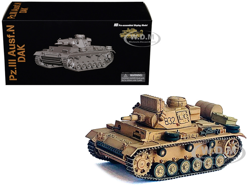 Germany Pz.Kpfw.III Ausf.N DAK Tank #832 "s.Pz.Abt.501, Tunisia" (1942/43) "NEO Dragon Armor" Series 1/72 Plastic Model by Dragon Models