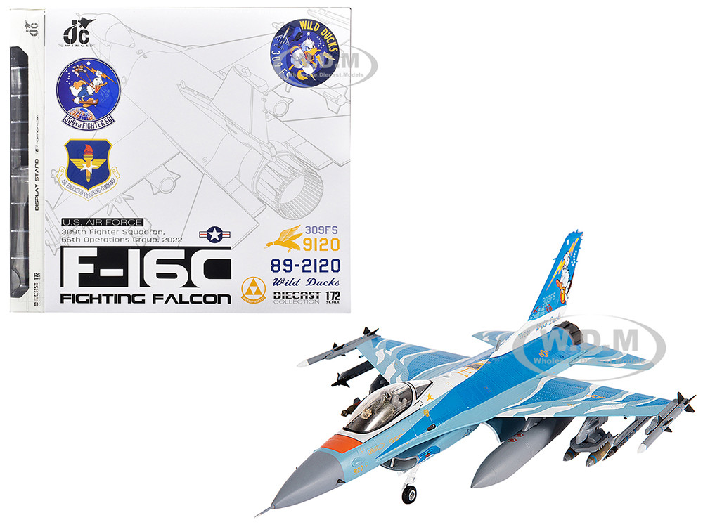 Lockheed F-16C Fighting Falcon Fighter Aircraft "309th Fighter Squadron, 56th Operations Group, Wild Ducks" (2022) United States Air Force 1/72 Diecas