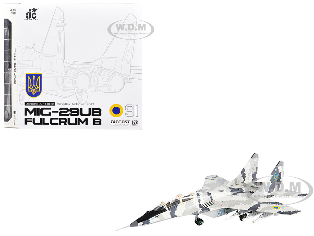 Mikoyan MiG-29UB Fulcrum-B Fighter Aircraft "Vasylkiv Air Base, Ukraine" (2021) Ukrainian Air Force 1/72 Diecast Model by JC Wings