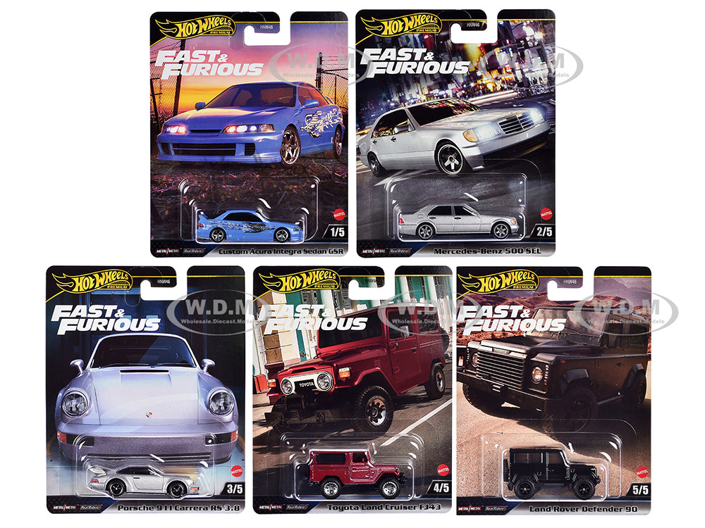 "Fast & Furious" 2023 5 piece Set G Diecast Model Cars by Hot Wheels