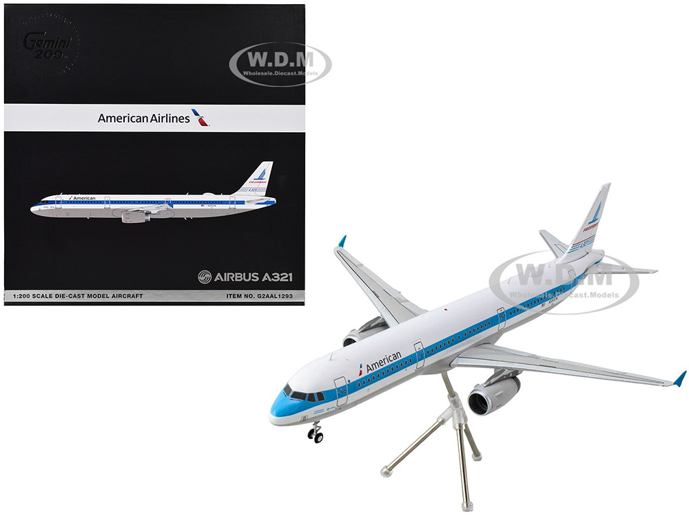 Airbus A321 Commercial Aircraft "American Airlines - Piedmont" (N581UW) White with Blue Stripes "Gemini 200" Series 1/200 Diecast Model Airplane by Ge