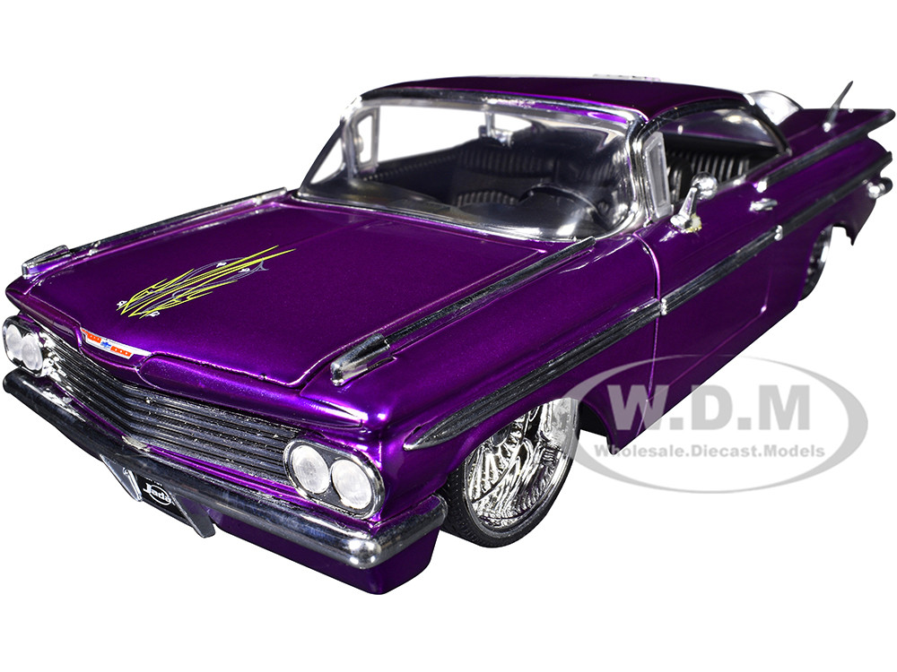 1959 Chevrolet Impala Lowrider Candy DUB Wire Wheels "Street Low" Series Purple 1:24 diecast model Jada