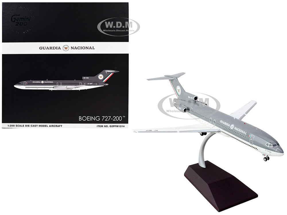 Boeing 727-200 Commercial Aircraft "Guardia Nacional (Mexican National Guard)" (XC-NPF) Gray and White "Gemini 200" Series 1/200 Diecast Model Airplan