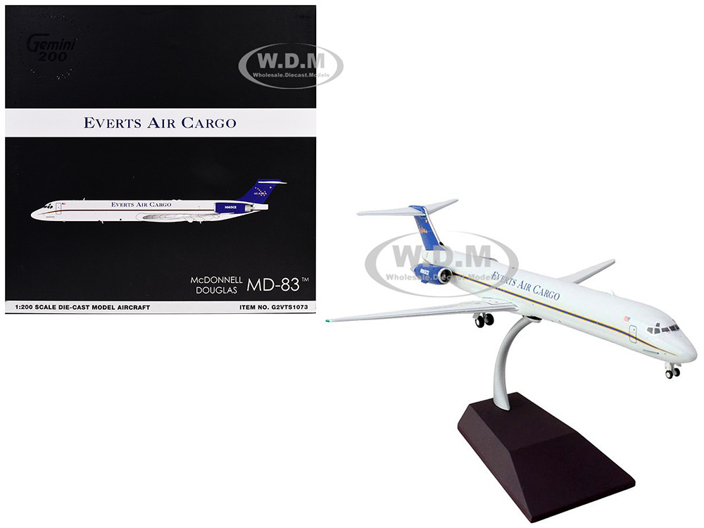 McDonnell Douglas MD-88 Commercial Aircraft "Everts Air Cargo" (N965CE) White with Blue Tail "Gemini 200" Series 1/200 Diecast Model Airplane by Gemin